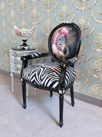 Baroque Armchair Zebra Print Statement Chair Handcrafted Funky Chair Glam Home Decor