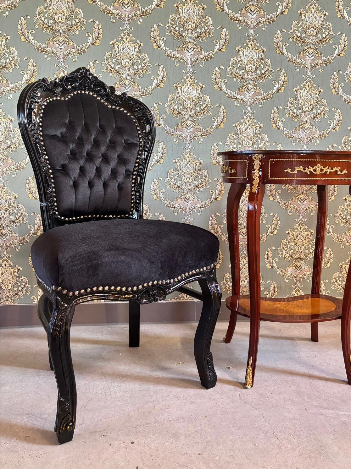 Rococo Accent Chair Santa Red Velvet Chair French Baroque Style Handmade