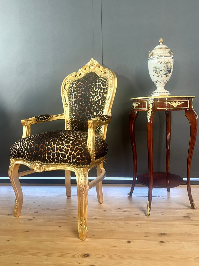 Rococo Accent Armchair Leopard Print Baroque Chair Animal Print Luxury Home Decor