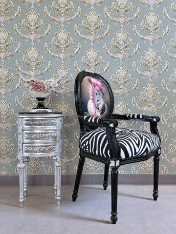Baroque Armchair Zebra Print Statement Chair Handcrafted Funky Chair Glam Home Decor