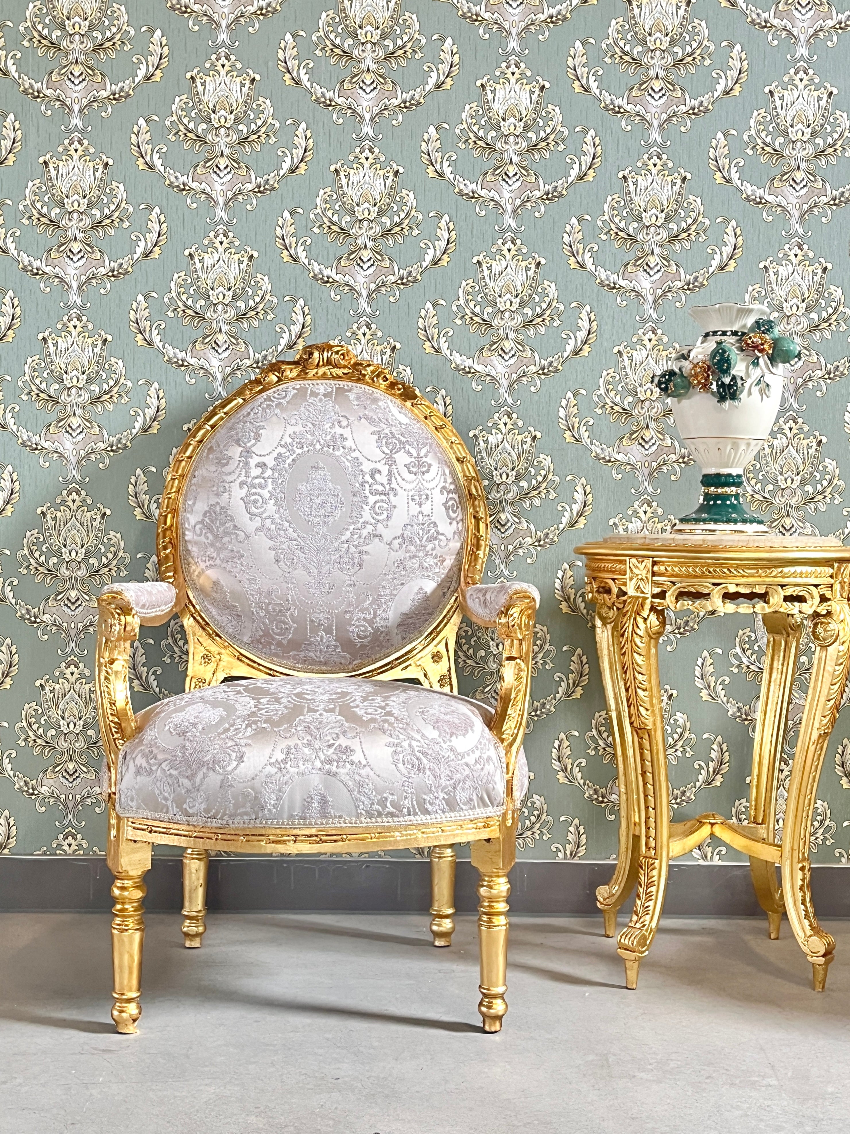Royal Baroque Accent Chair Italian Antique Style Armchair in Handmade Red Velvet