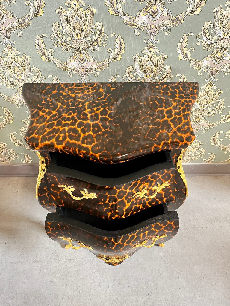 Comodino con stampa leopardata: tavolino da letto in stile francese Luigi
