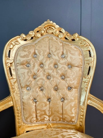 French Rococo Accent Chair Louis XV Baroque Gold Throne Dining Chair Luxury Armchair