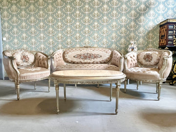 Chic Baroque Sofa Set French Baroque Couch Set Marble Coffee Table Luxury Living Room