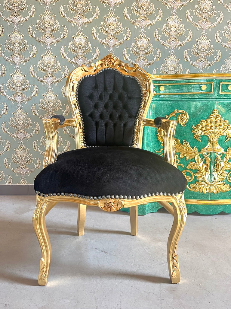French Baroque Armchair Red Velvet  Gold Gilded Louis XV Chair For Holiday Decor