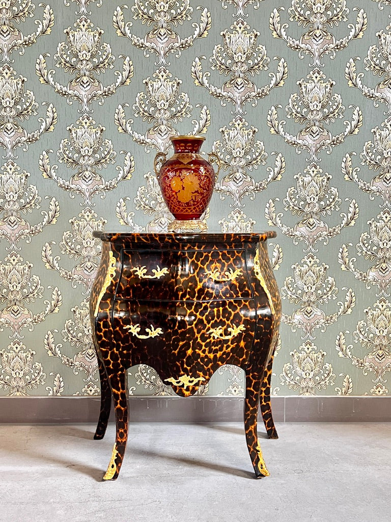 Comodino con stampa leopardata: tavolino da letto in stile francese Luigi