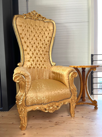 Huge Royal Throne Gold Crown Kings Chair Hand Carved Deluxe Furniture