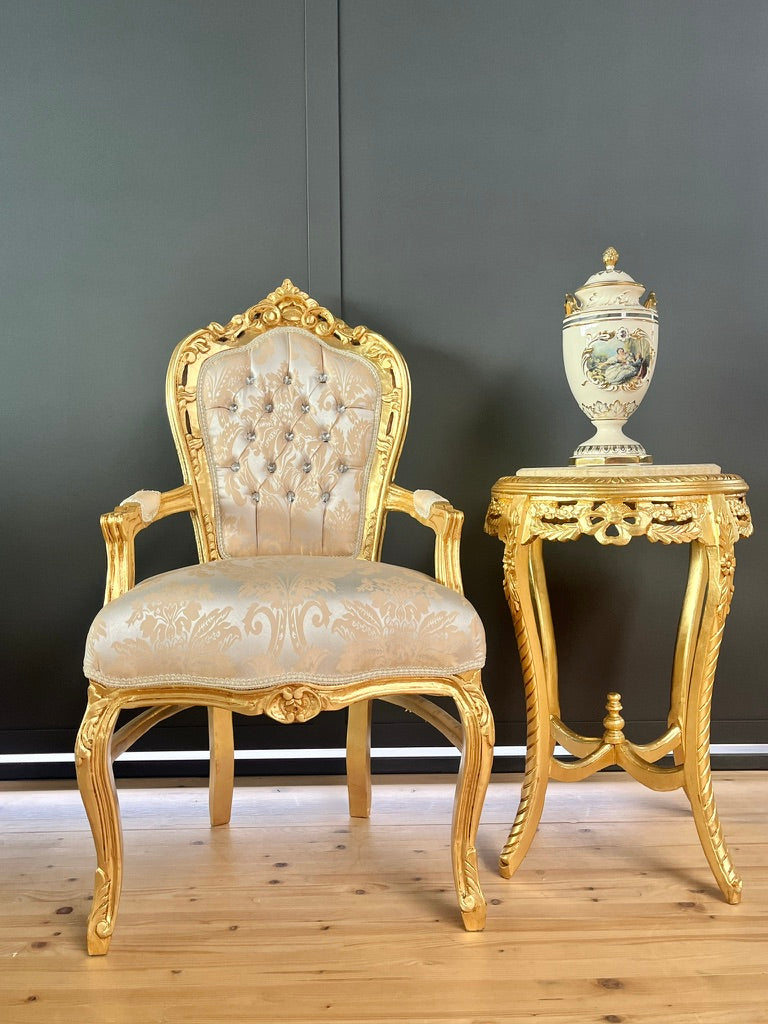 French Rococo Accent Chair Louis XV Baroque Gold Throne Dining Chair Luxury Armchair