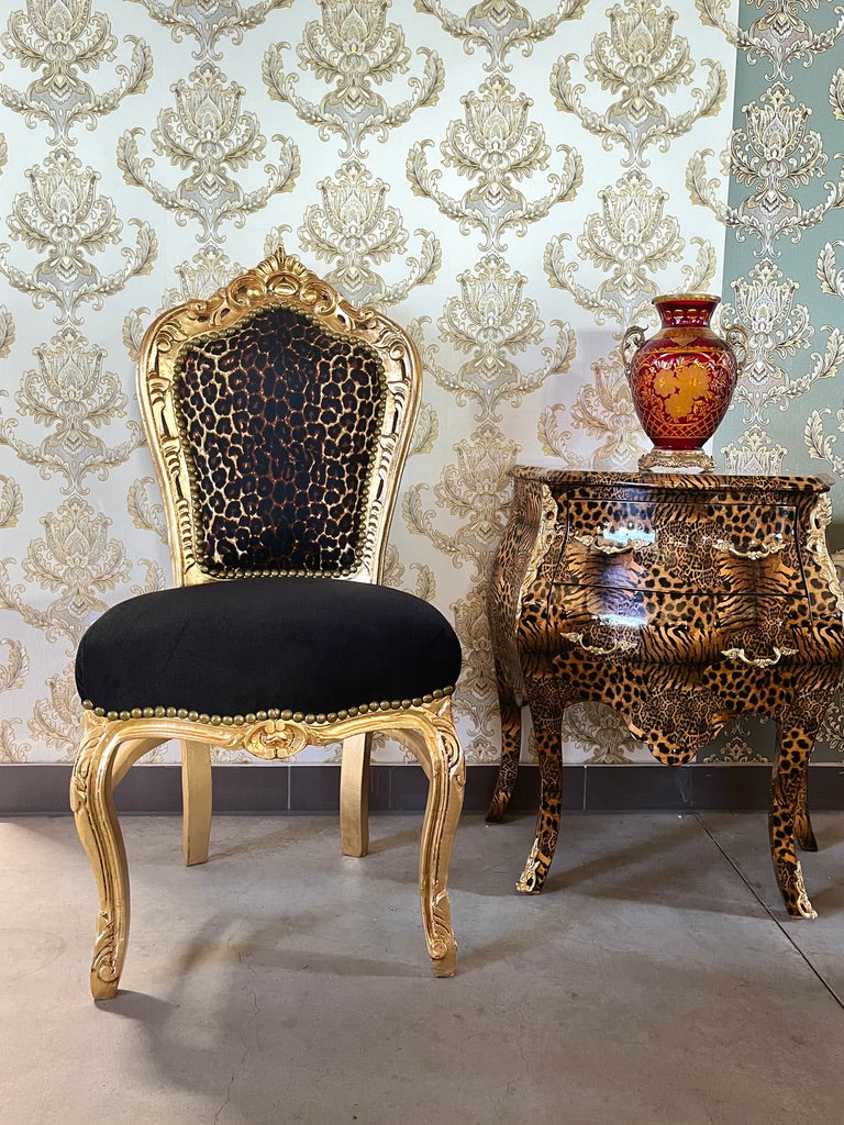 Baroque Accent Chair Leopard Print Glam French Style Furniture