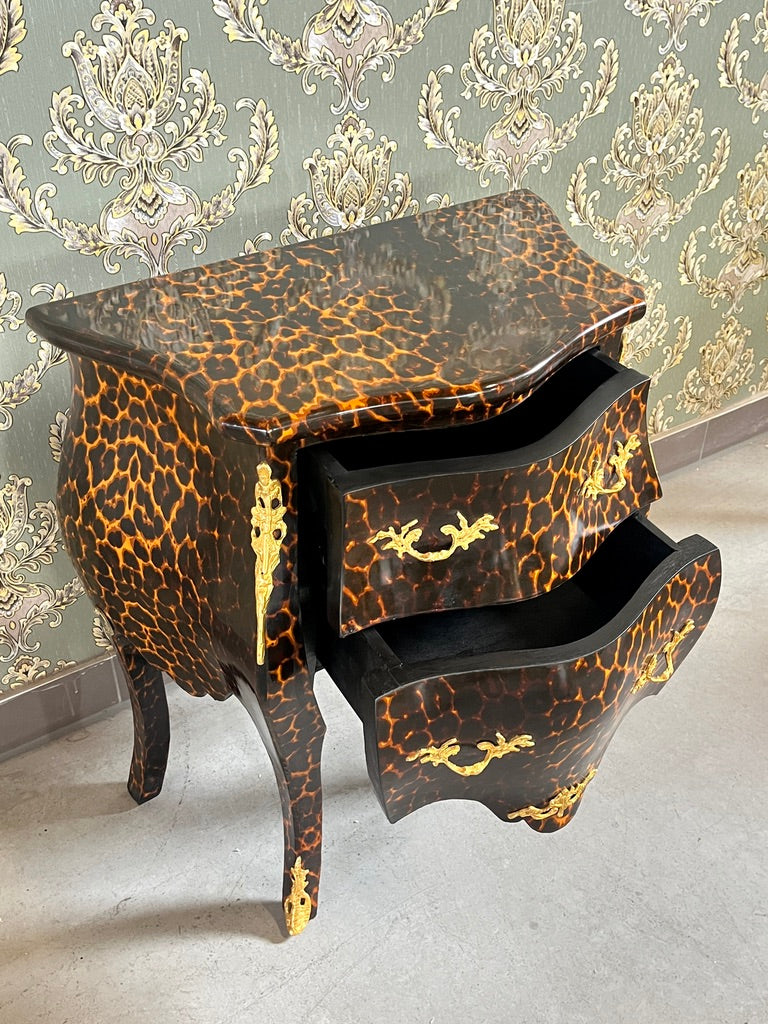 Comodino con stampa leopardata: tavolino da letto in stile francese Luigi