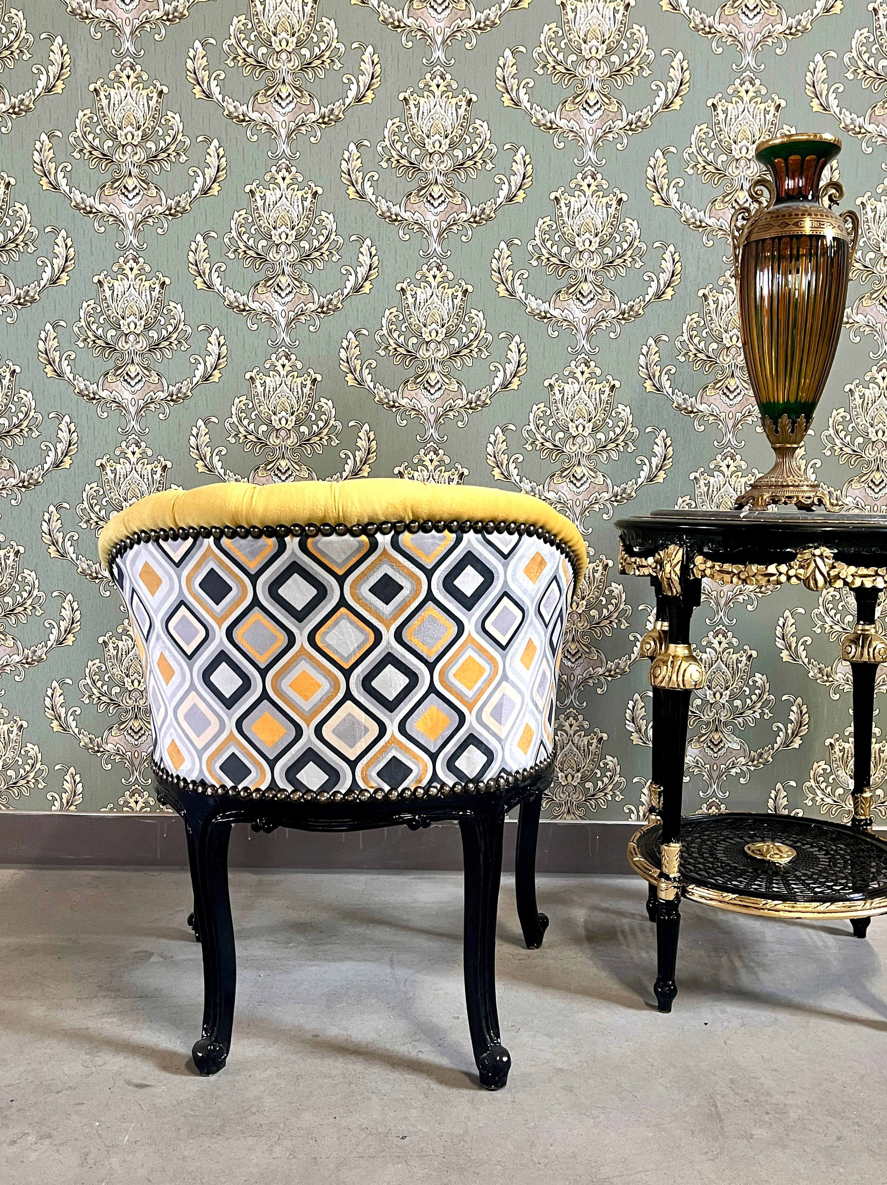 French Bar Chair Vibrate Color Tufted Velvet Cocktail Armchair Glam Furniture