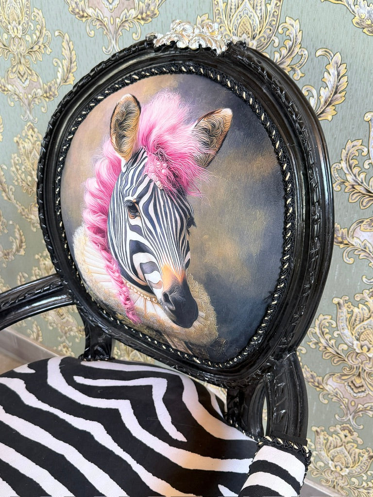 Baroque Armchair Zebra Print Statement Chair Handcrafted Funky Chair Glam Home Decor