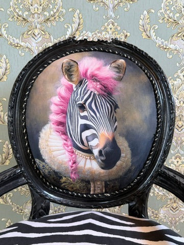 Baroque Armchair Zebra Print Statement Chair Handcrafted Funky Chair Glam Home Decor