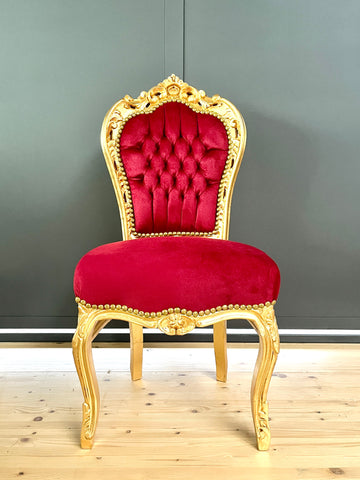 Gold Accent Chair French Baroque Bordeaux Red Velvet Chair Handmade