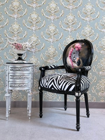 Baroque Armchair Zebra Print Statement Chair Handcrafted Funky Chair Glam Home Decor