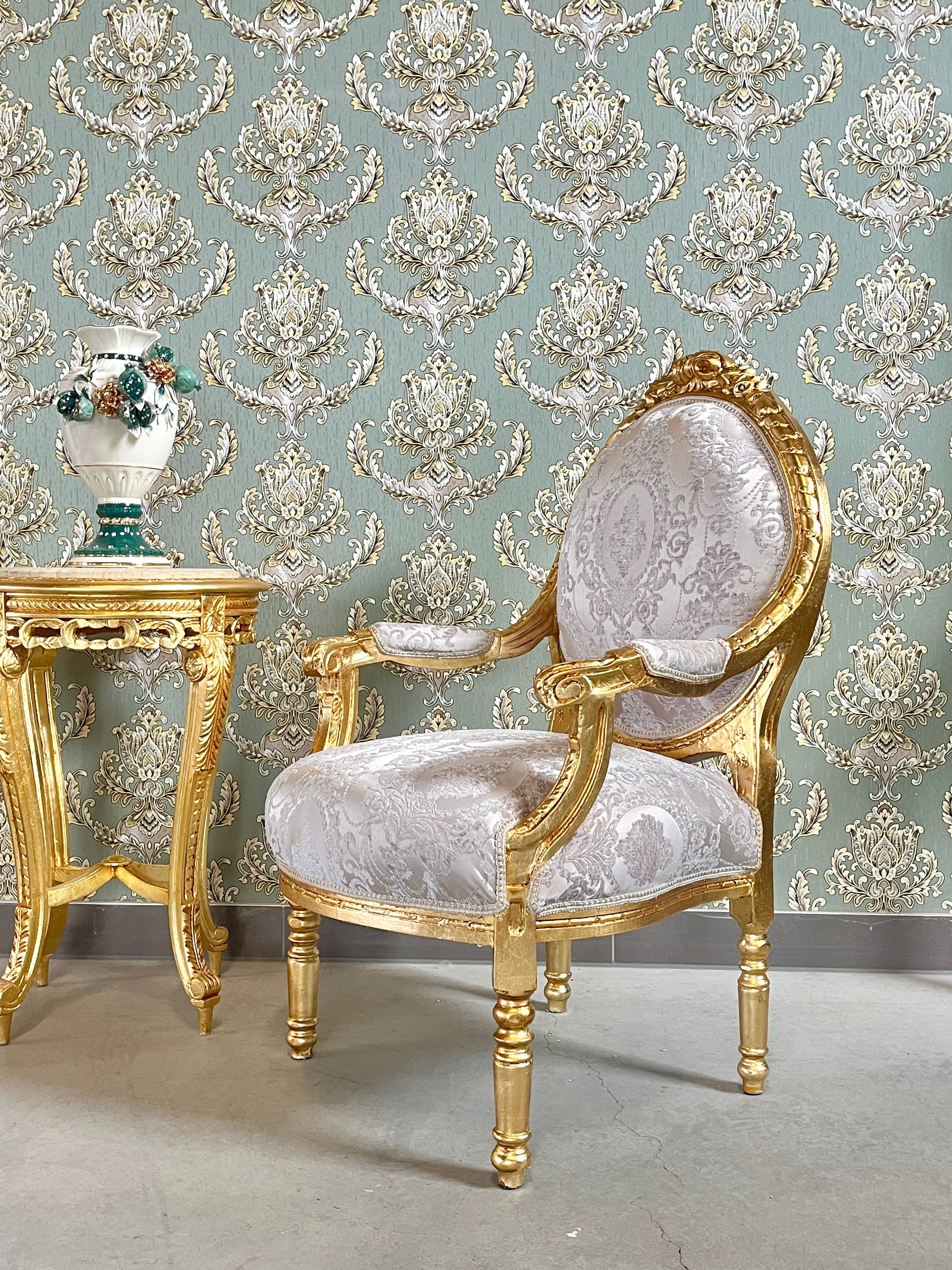 Royal Baroque Accent Chair Italian Antique Style Armchair in Handmade Red Velvet