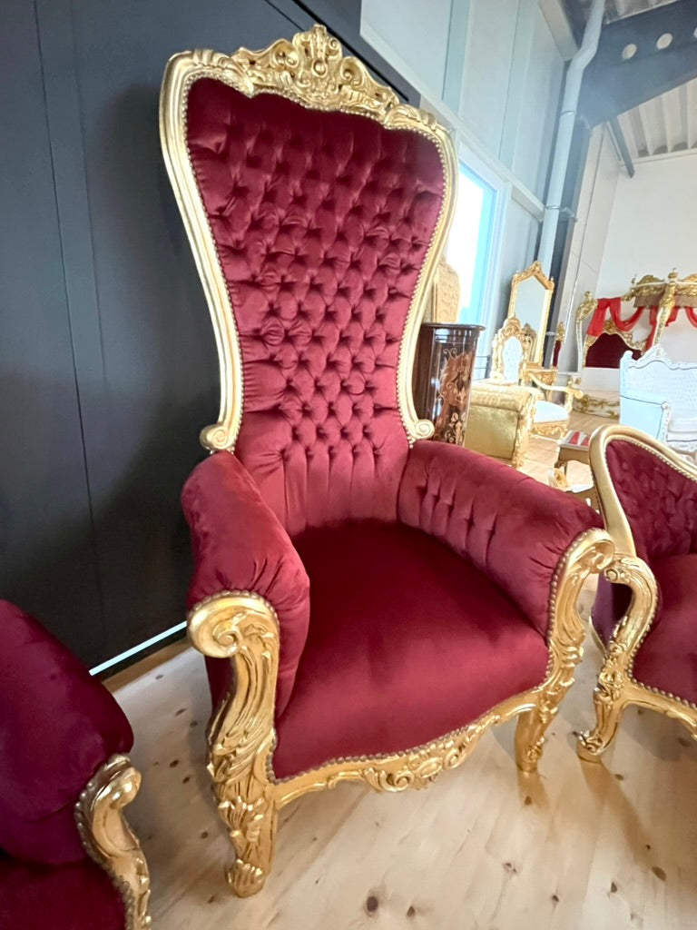 Huge Royal Throne Gold Crown Kings Chair Hand Carved Deluxe Furniture