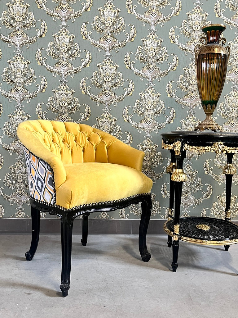 French Bar Chair Vibrate Color Tufted Velvet Cocktail Armchair Glam Furniture