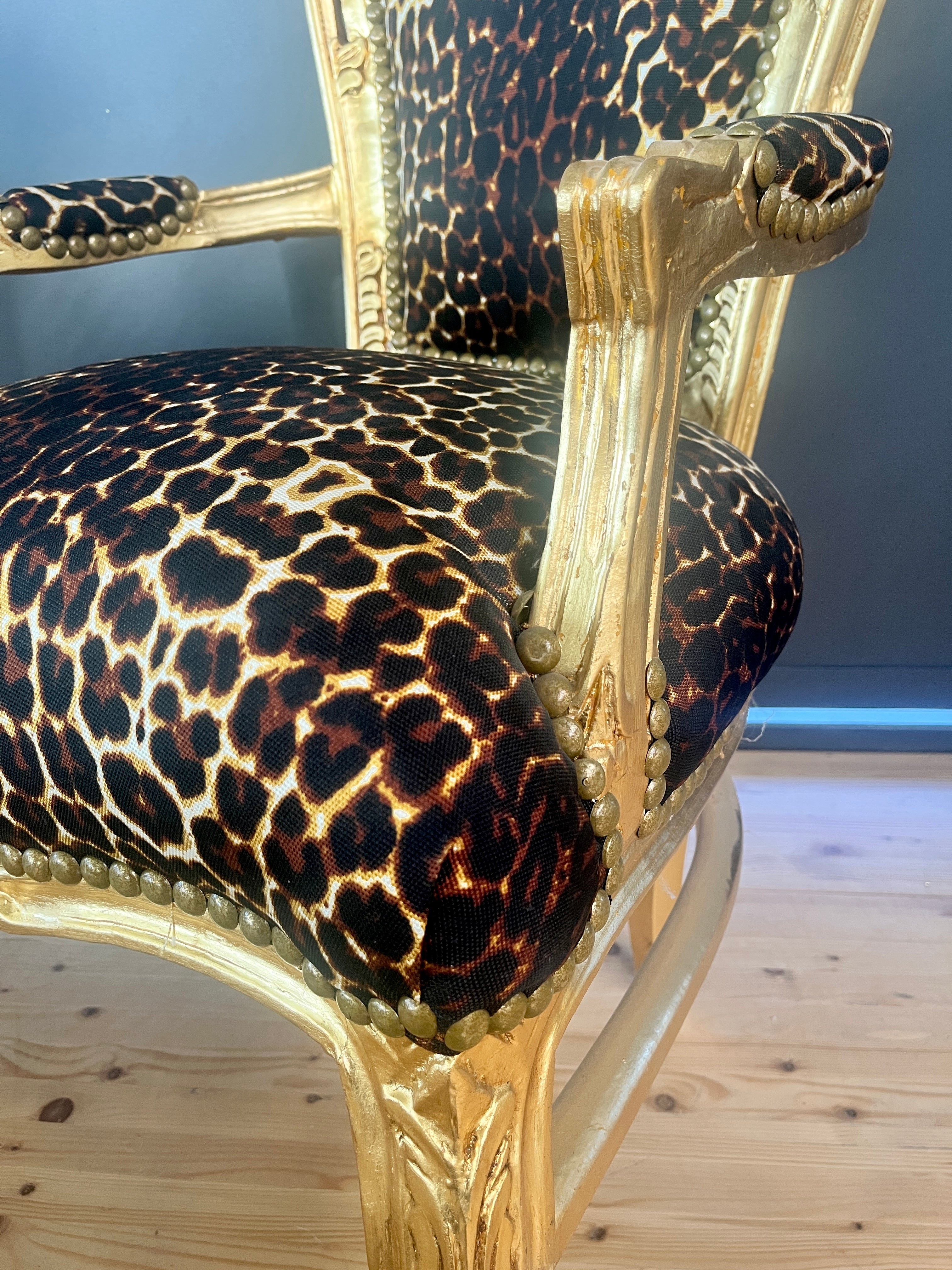 Rococo Accent Armchair Leopard Print Baroque Chair Animal Print Luxury Home Decor