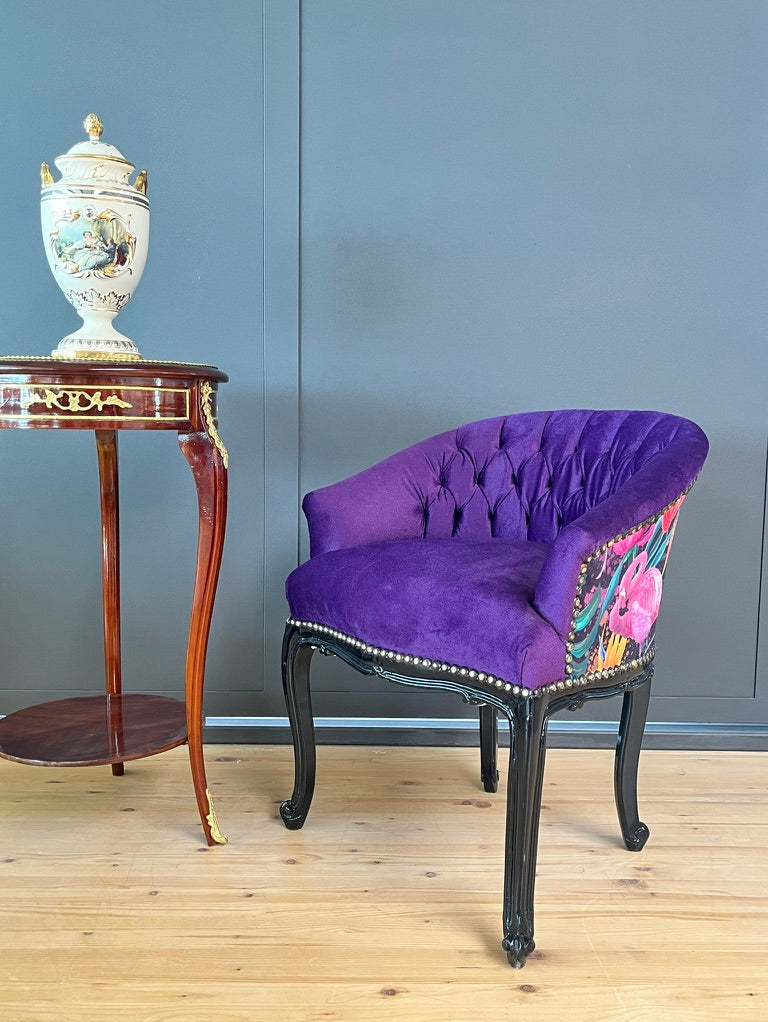 French Bar Chair Vibrate Color Tufted Velvet Cocktail Armchair Glam Furniture