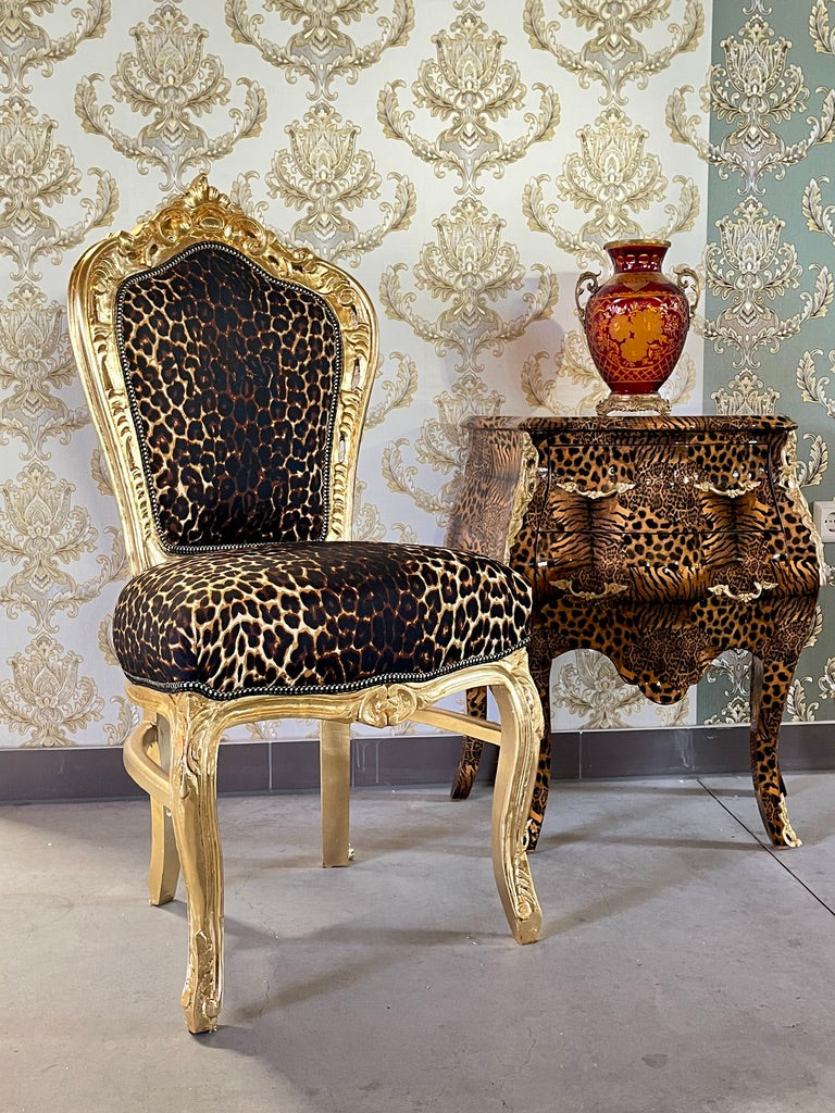 Baroque Accent Chair Leopard Print Glam French Style Furniture