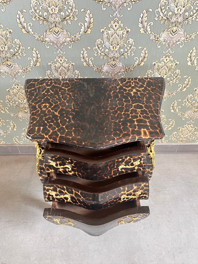 Nachttisch mit Leopardenmuster: Nachttisch im französischen Louis-Stil