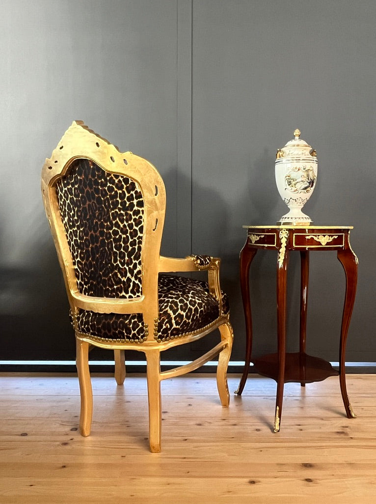 Rococo Accent Armchair Leopard Print Baroque Chair Animal Print Luxury Home Decor