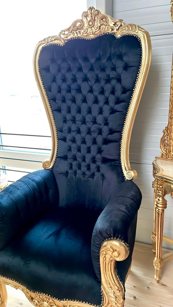 Huge Royal Throne Gold Crown Kings Chair Hand Carved Deluxe Furniture