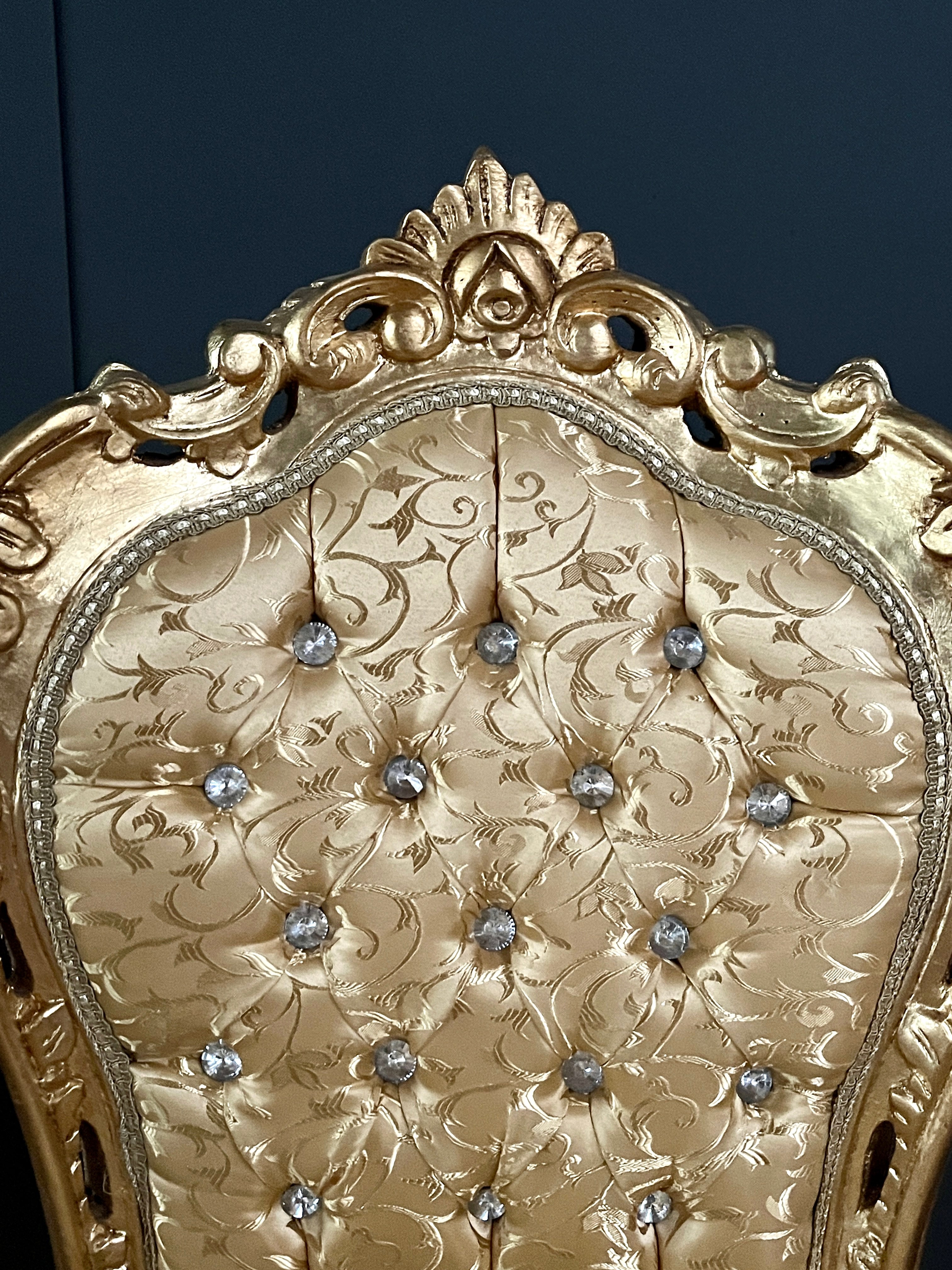 Rococo Accent Chair Louis XV Royal Baroque Gold Throne Chair Luxury Handmade Furniture