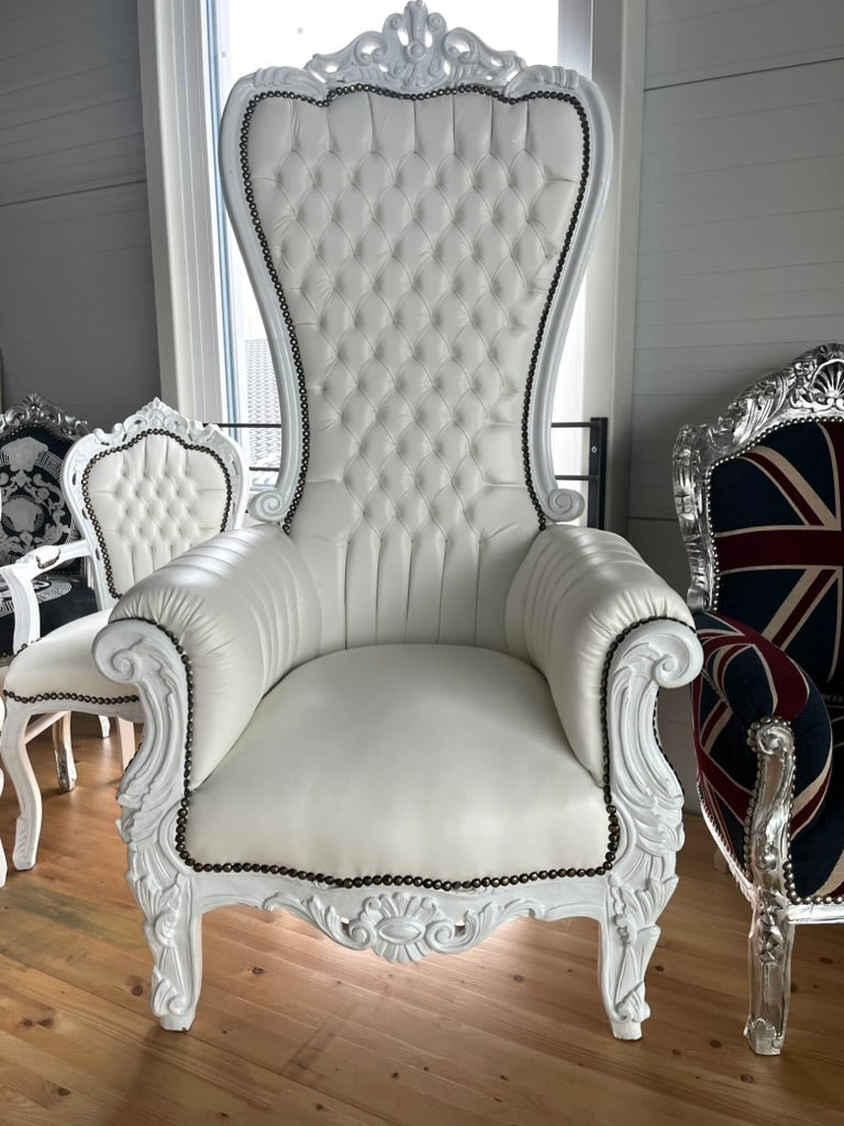 Huge Royal Throne Gold Crown Kings Chair Hand Carved Deluxe Furniture