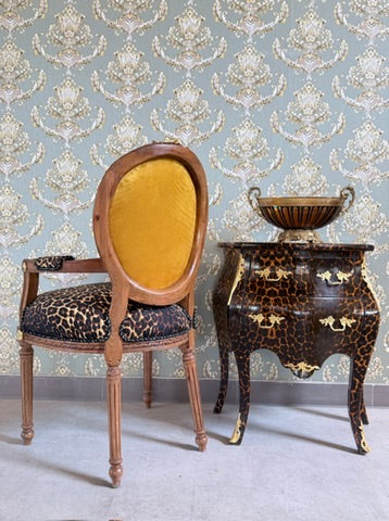 Baroque Accent Armchair Funky Giraffe Print Wooden Statement Chair For Home Decor
