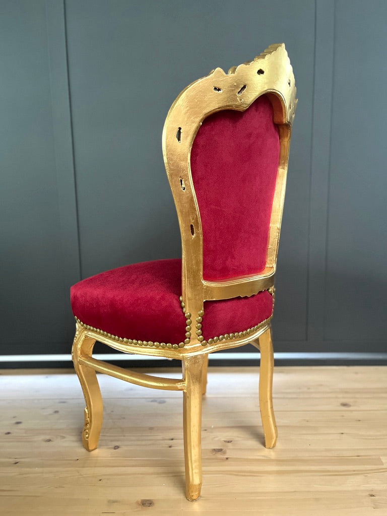 Gold Accent Chair French Baroque Bordeaux Red Velvet Chair Handmade