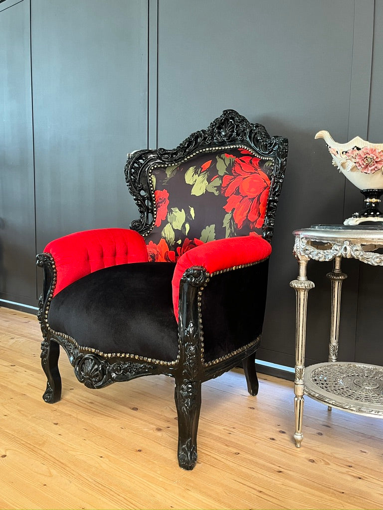 Luxury Baroque Handmade Armchair Romantic Gothic Rose & Velvet Ornate Furniture