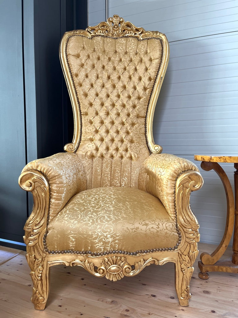 Huge Royal Throne Gold Crown Kings Chair Hand Carved Deluxe Furniture
