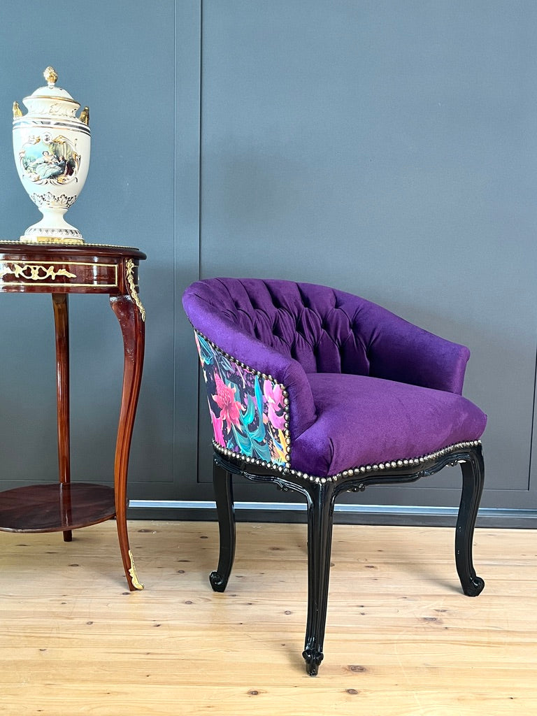 French Bar Chair Vibrate Color Tufted Velvet Cocktail Armchair Glam Furniture