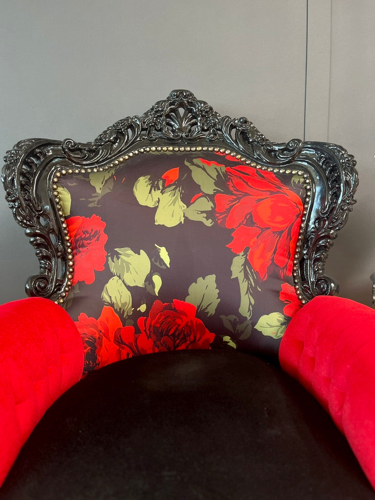 Luxury Baroque Handmade Armchair Romantic Gothic Rose & Velvet Ornate Furniture