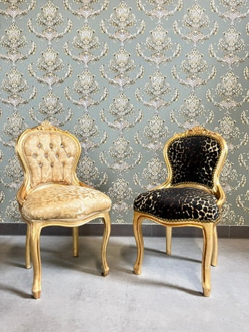 Small Chair Baroque Accent Chair Retro French Kid’s Chair Leopard Print Gold Chair