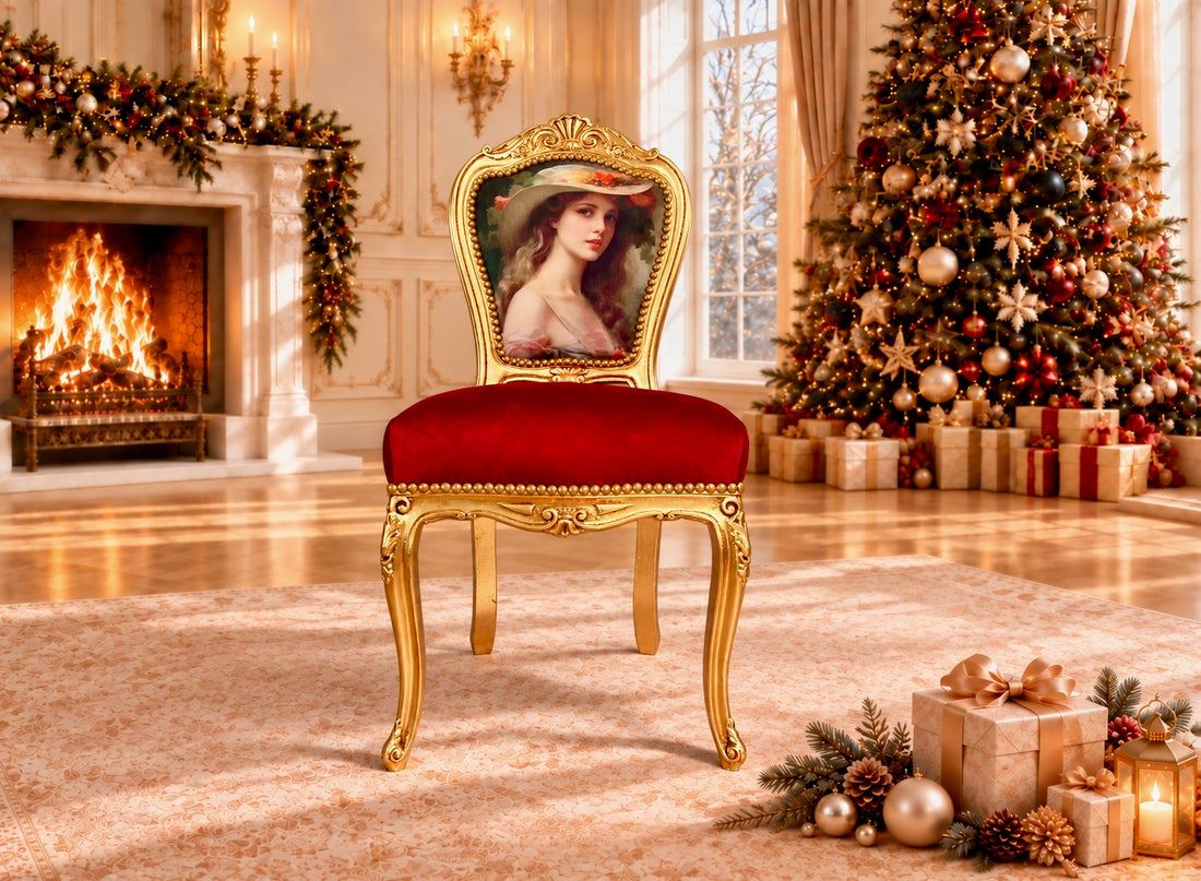 CasAmin Möbel Bordeaux red velvet feminine accent lounge chair with gold finish, elegant baroque style furniture.