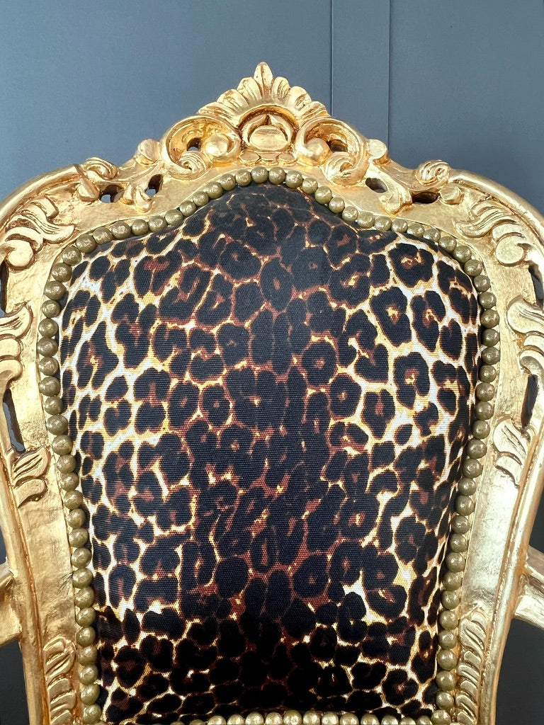 Rococo Accent Armchair Leopard Print Baroque Chair Animal Print Luxury Home Decor