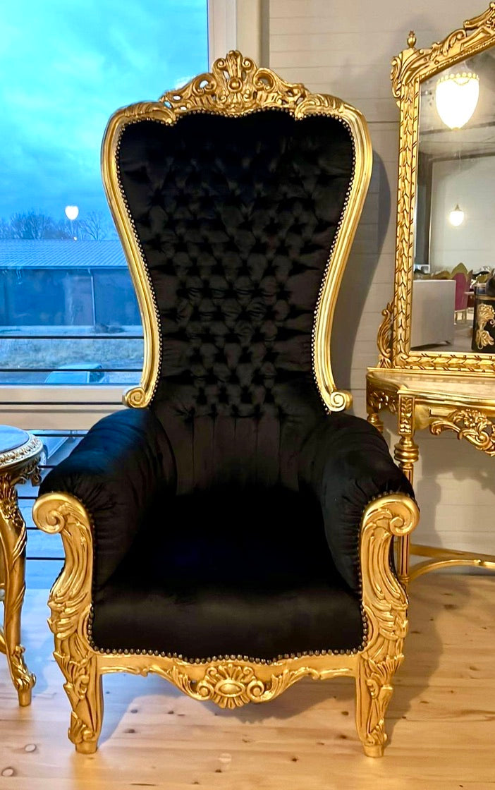 Huge Royal Throne Gold Crown Kings Chair Hand Carved Deluxe Furniture