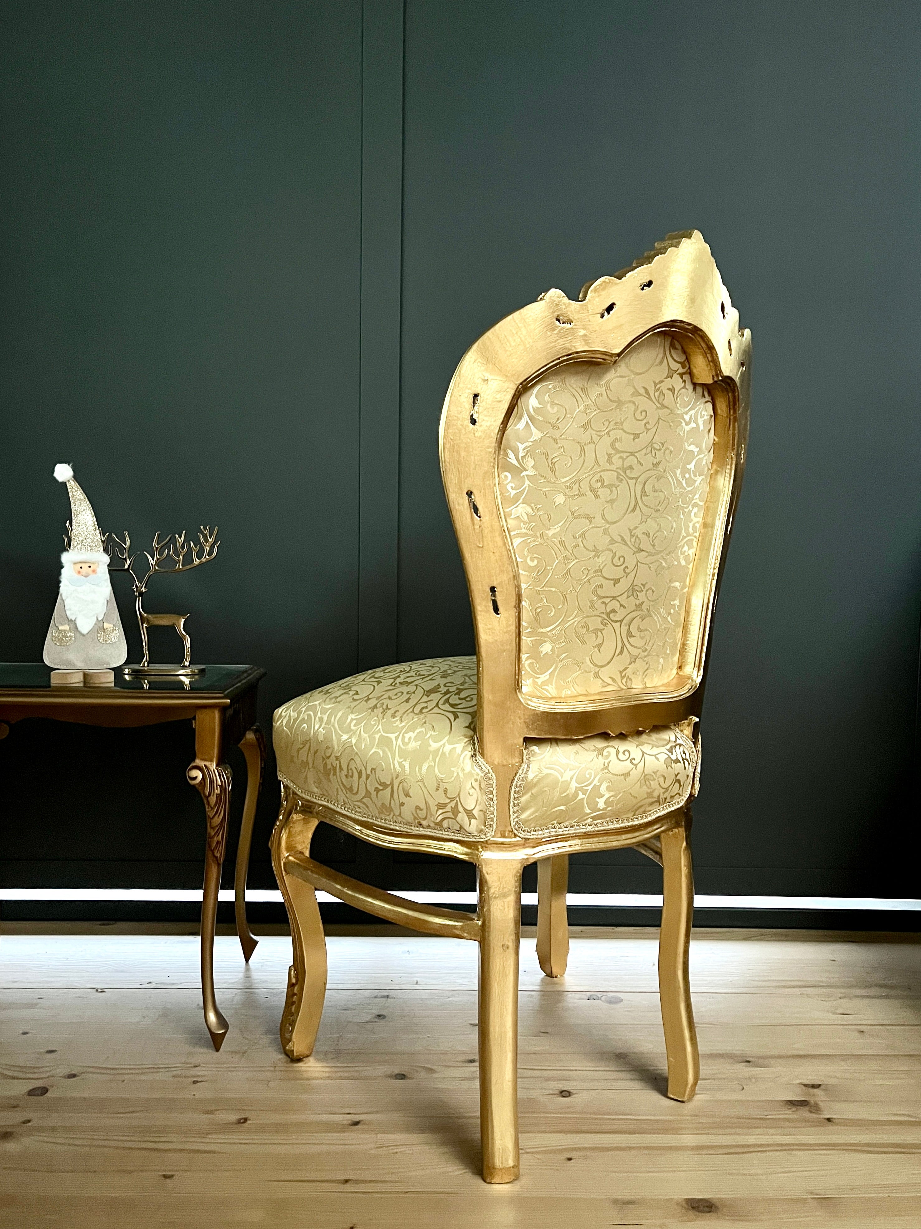 Rococo Accent Chair Louis XV Royal Baroque Gold Throne Chair Luxury Handmade Furniture