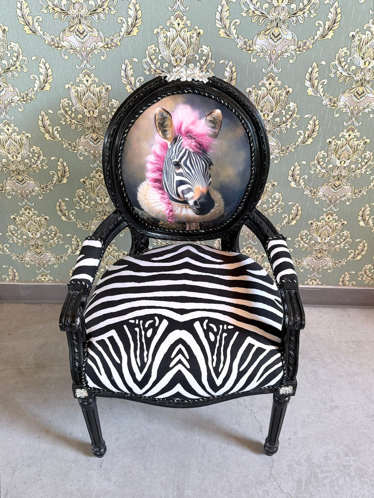 Baroque Armchair Zebra Print Statement Chair Handcrafted Funky Chair Glam Home Decor