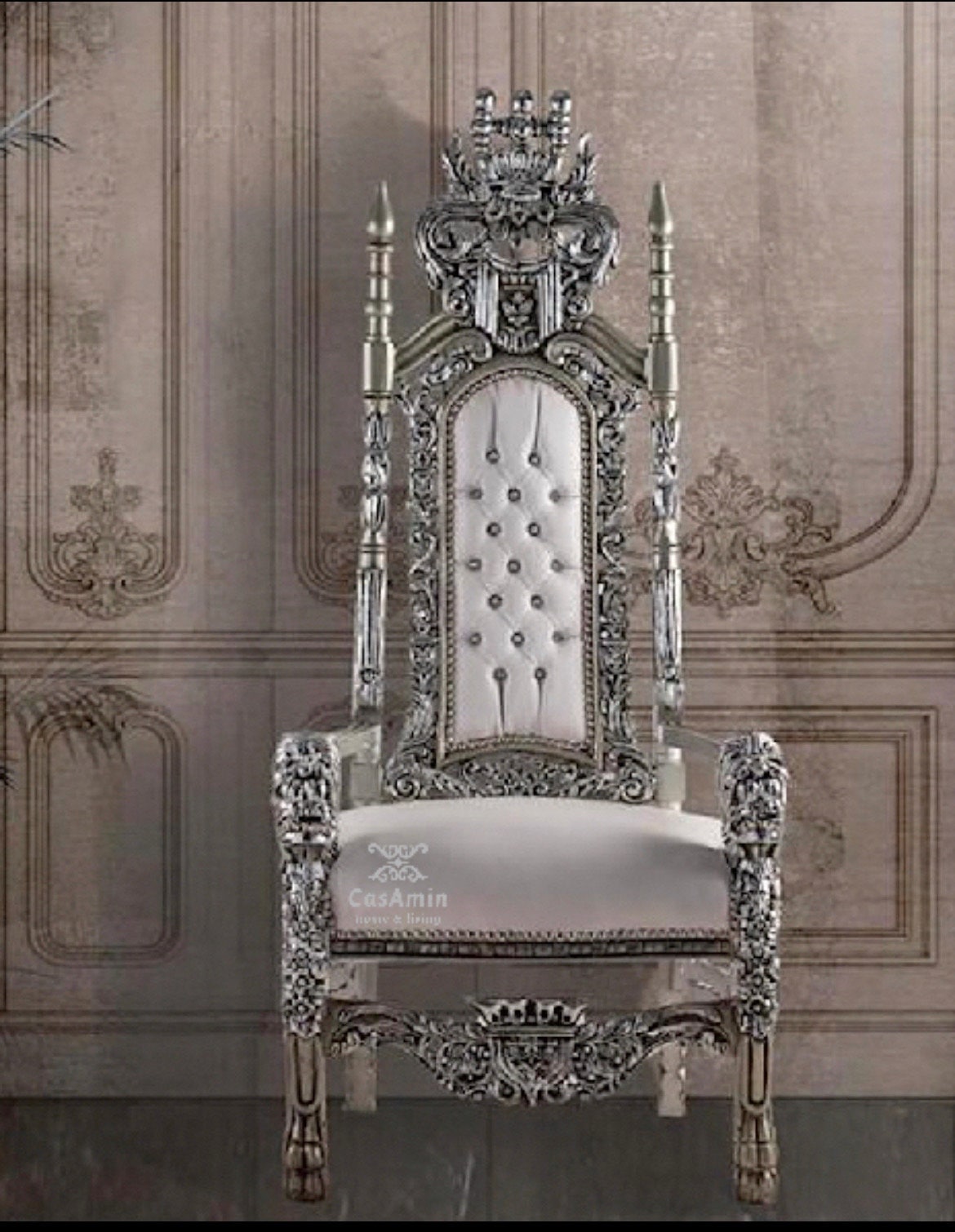 Italienischer barocker Rokoko-Löwenthron Lion Throne Italian Baroque Rococo Style Red Velvet in Gold Finish Huge Armchair for Bar