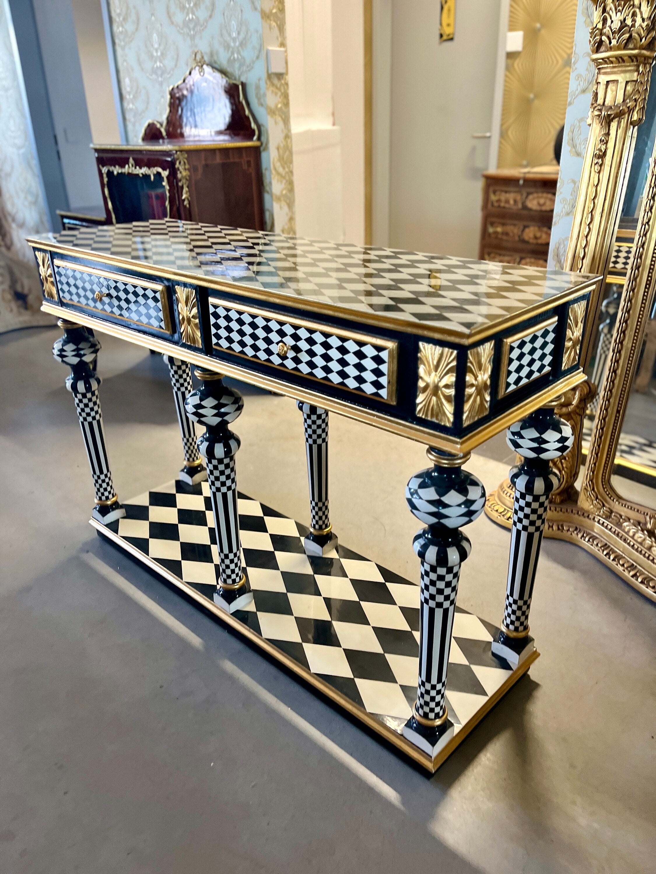 Luxury Art Décor Table Black & White Handmade Reception Desk -LIMITED EDITION