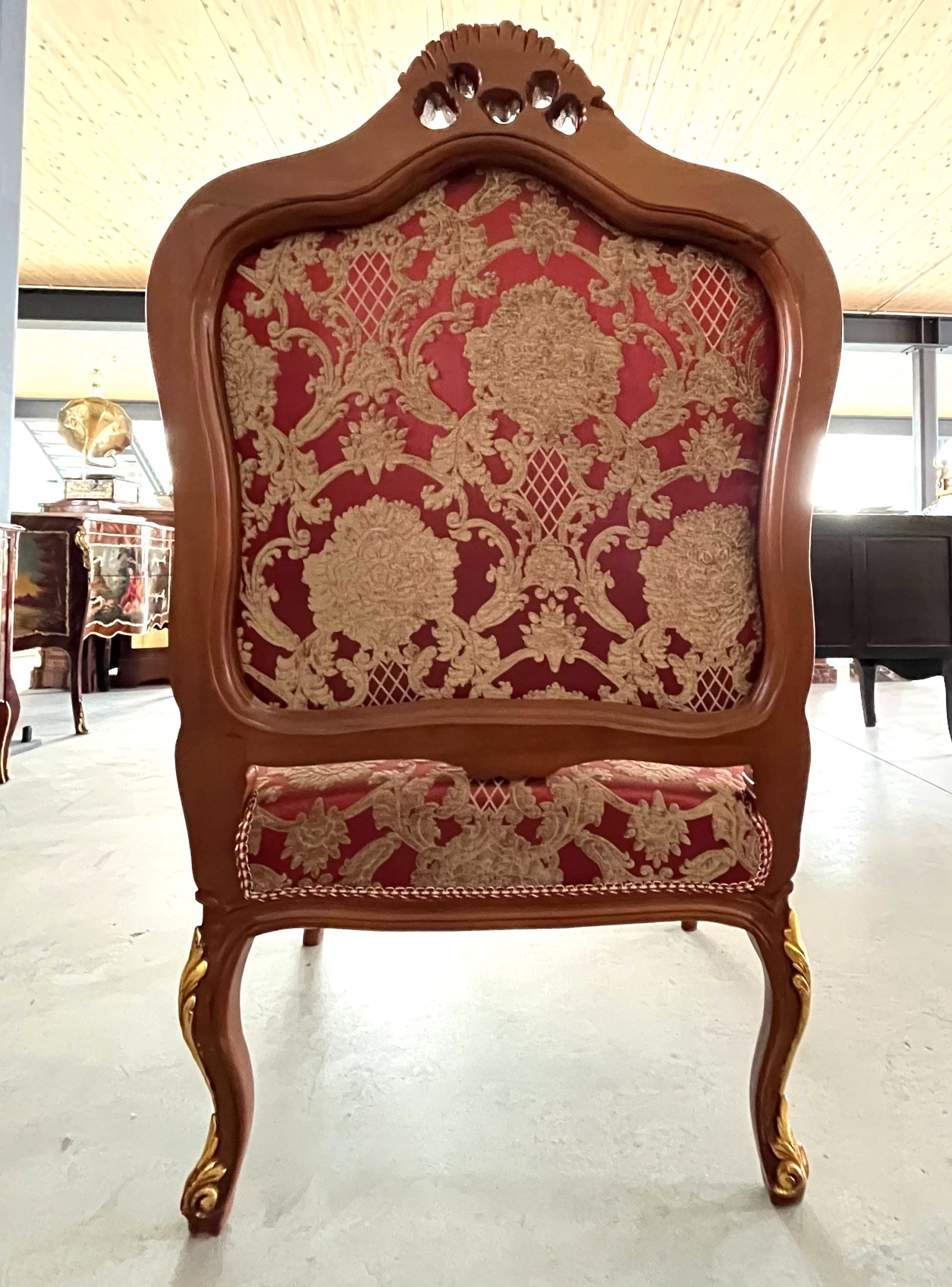Sofa Set Bordeaux Flower Pattern French Antique Style Sofa Set in Red Royal Baroque Style Sofa Set For Home Lounge Room For Hotel Lobby