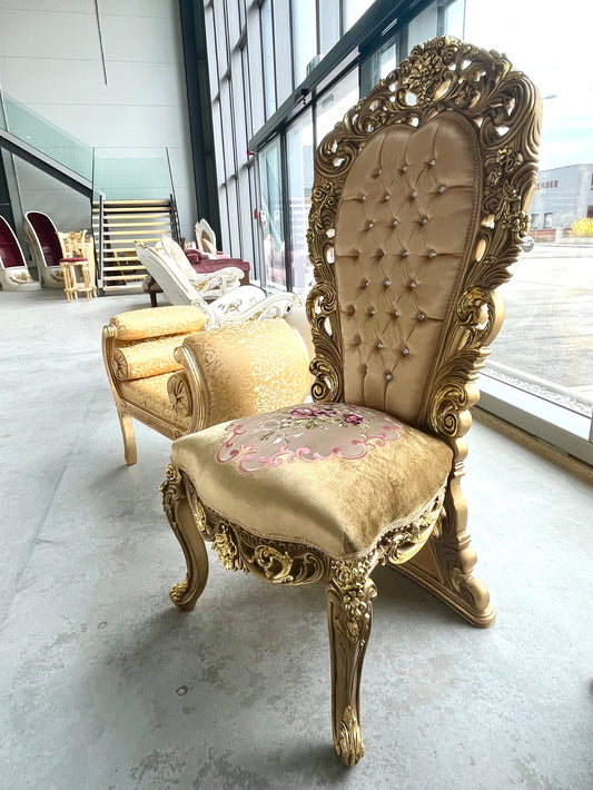 Italiaanse barokke antieke stijl koningstroon / Italian Baroque Antique Style Royal Throne- Gold