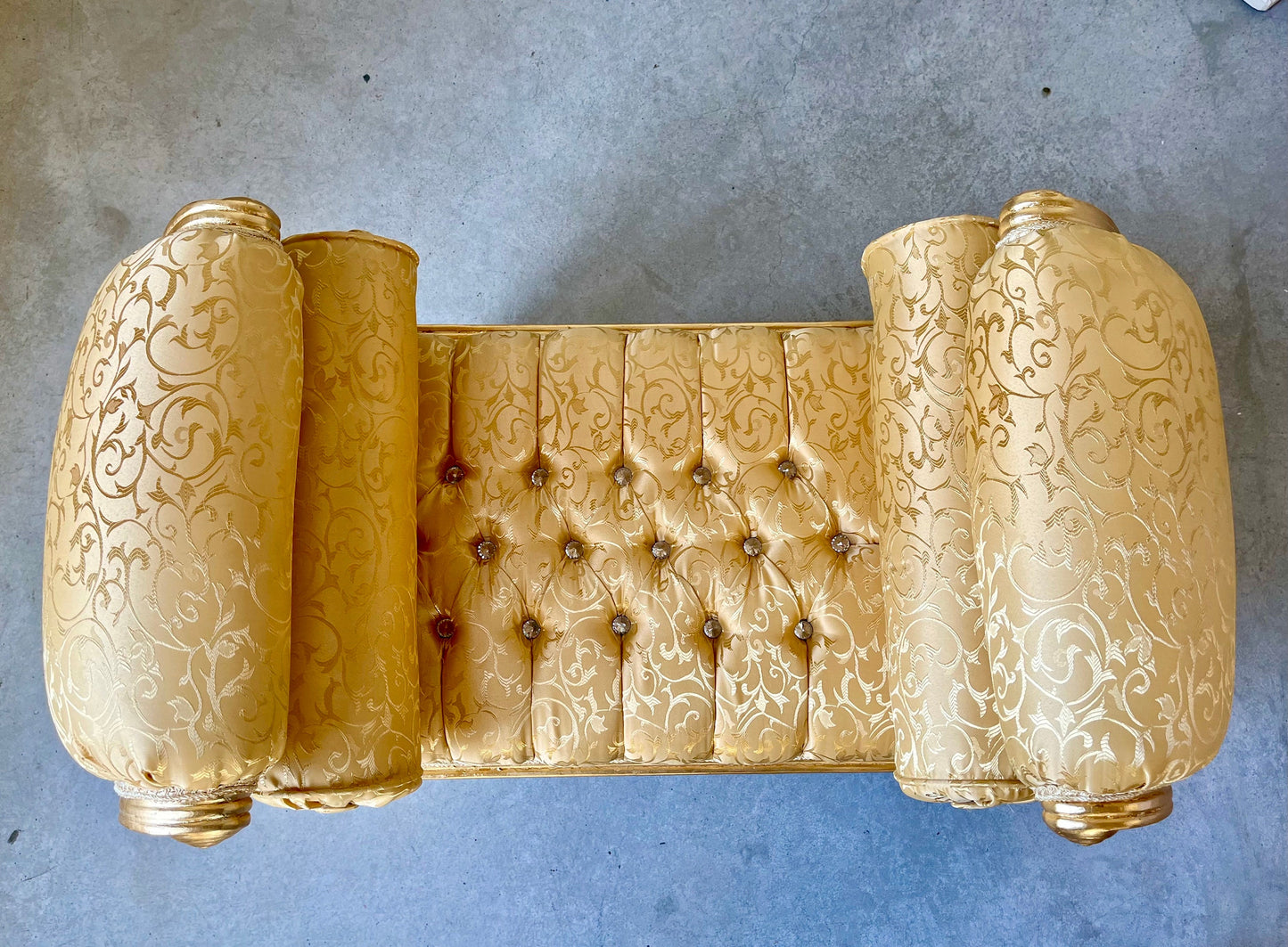 Ottoman French Louis Antique Style in Gold Hocker Retro Baroque Rococo Style in Gold Colour Ottoman for Home Decor