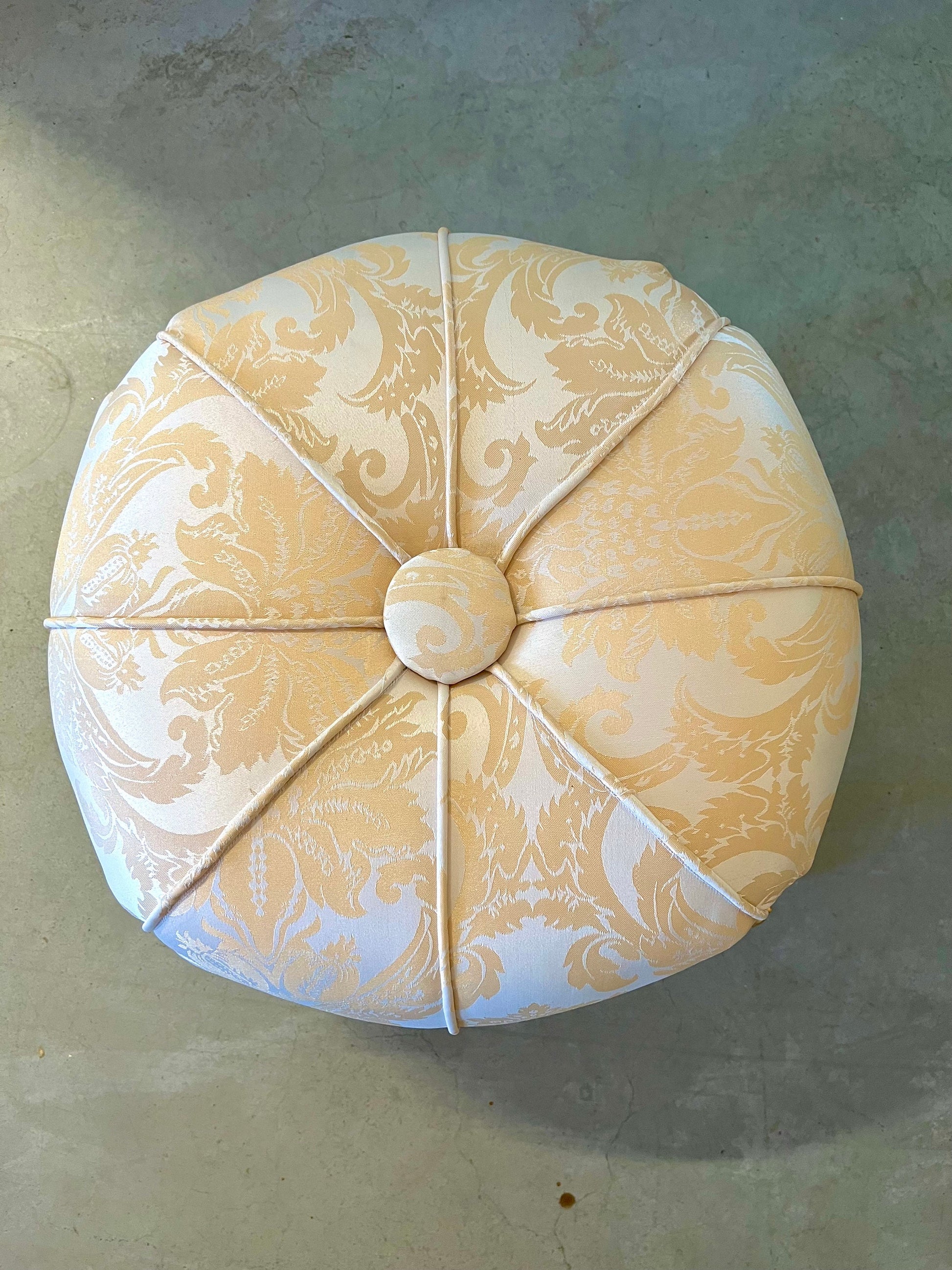 Ottoman French Baroque Rococo Style Footstool for Home Decor Foil Gold Finish in Gold / Beige / Black Jacquard Fabrics