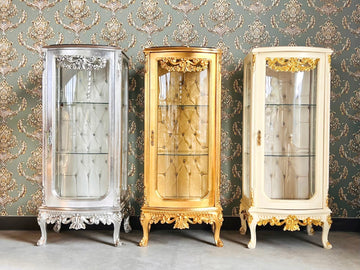 Showcase Gold French Louis XV Style Showcase Antique Style Silver Showcase Baroque Style Beige Showcase Home Decor French Style for Home