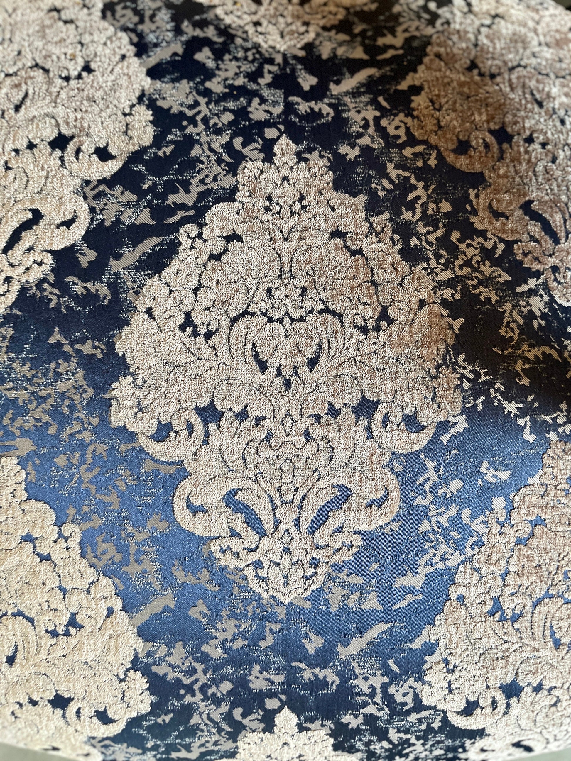 2 Armchairs & Table Set French Louis Style in Navy Blue Retro Baroque Rococo Style Armchair Table Set For Home Decor Hotel Lounge Chair Set